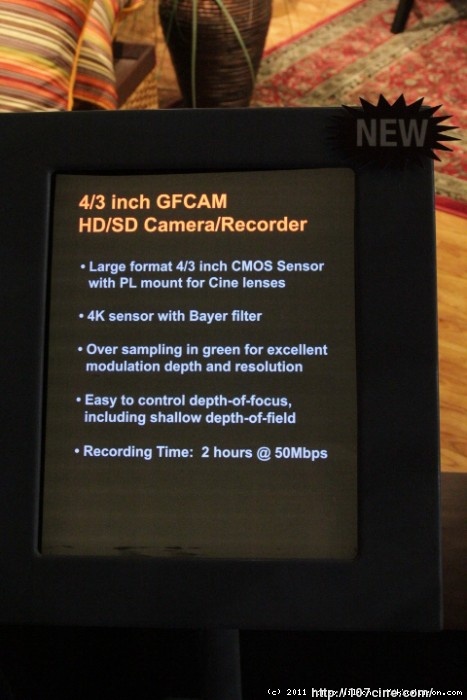 NAB2011传真：池上发布4/3英寸直接带PL电影头摄录机 GFCAM