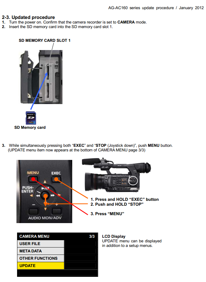 [号外] AG-AC160MC 1.23版固件(2012年4月发布)下载地址,昨晚亲测成功,1080P-60FPS达成