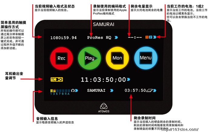 美国ATOMOS SamuraiHD-SDI硬盘记录单元，高清硬盘录像机，武士